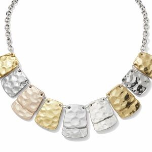 💕 Gold, Silver, and Bronze Hammered Necklace